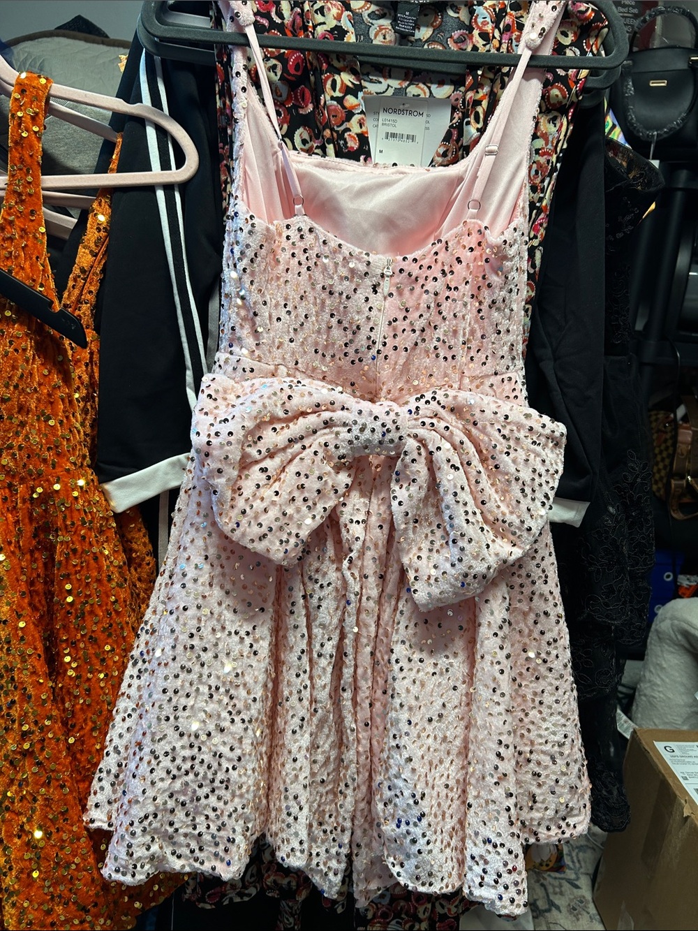 Nordstrom Pink Sequin Party Dress with Oversized Bow